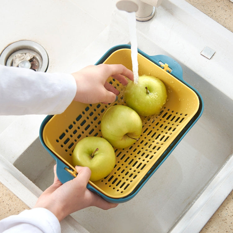 Rotating Double-Layer Storage Fruit Basket Kitchen Vegetable Washing & Draining Basket(Pink)