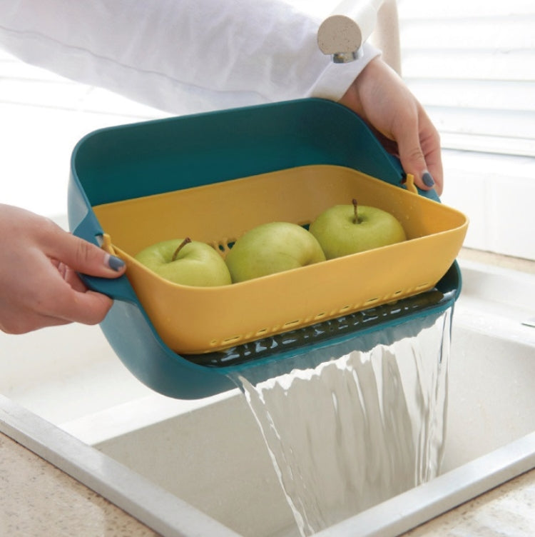 Rotating Double-Layer Storage Fruit Basket Kitchen Vegetable Washing & Draining Basket(Pink)