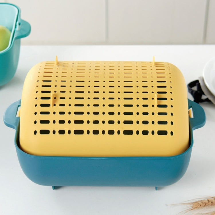 Rotating Double-Layer Storage Fruit Basket Kitchen Vegetable Washing & Draining Basket(Pink)