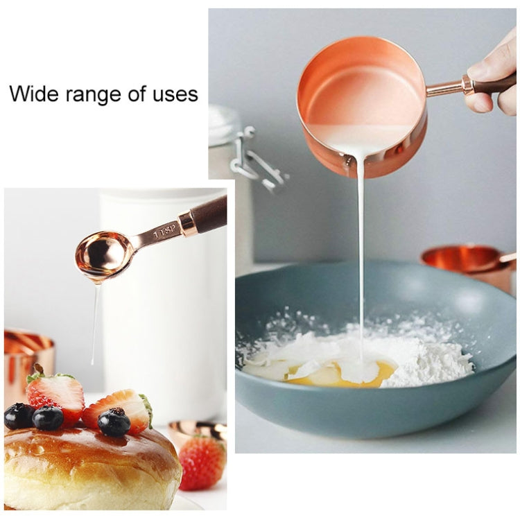 4 PCS / Set Measuring Spoon Walnut Handle Copper-Plated Kitchen Baking Tools Bartender Scale Measuring Set