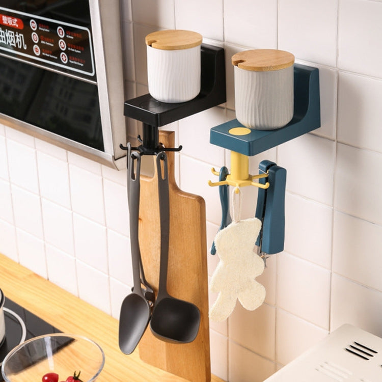 4 PCS Kitchen Storage Free Punching Multifunctional Rotatable Non-Marking Hook Rack, Style:Rotating Hook
