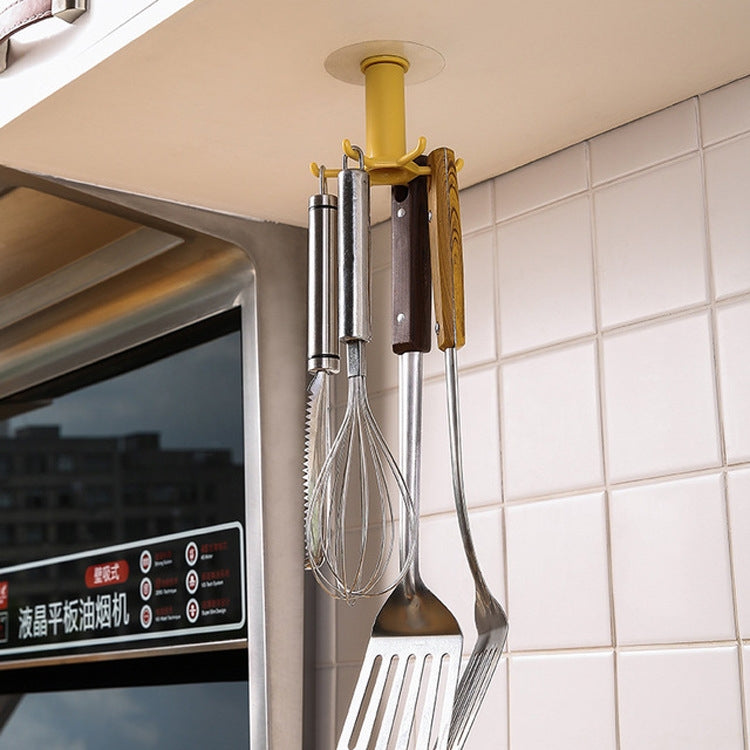 4 PCS Kitchen Storage Free Punching Multifunctional Rotatable Non-Marking Hook Rack, Style:Rotating Hook