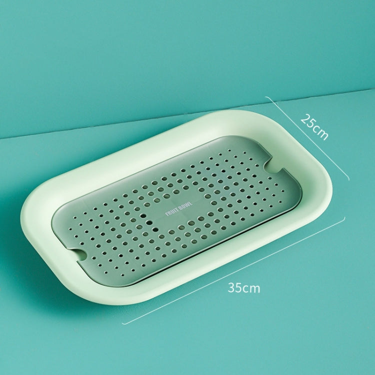 3 PCS Double Drain Fruit Tray Household Rectangular Water Cup Tray Vegetable Cleaning Drain Basket