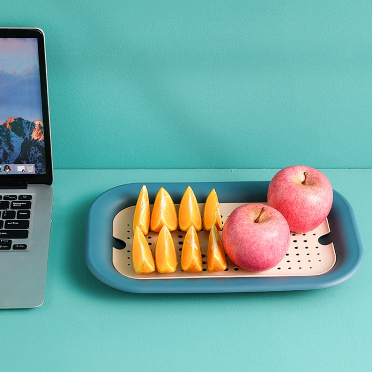 3 PCS Double Drain Fruit Tray Household Rectangular Water Cup Tray Vegetable Cleaning Drain Basket