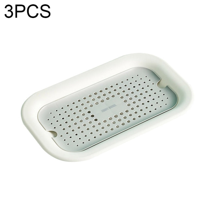 3 PCS Double Drain Fruit Tray Household Rectangular Water Cup Tray Vegetable Cleaning Drain Basket