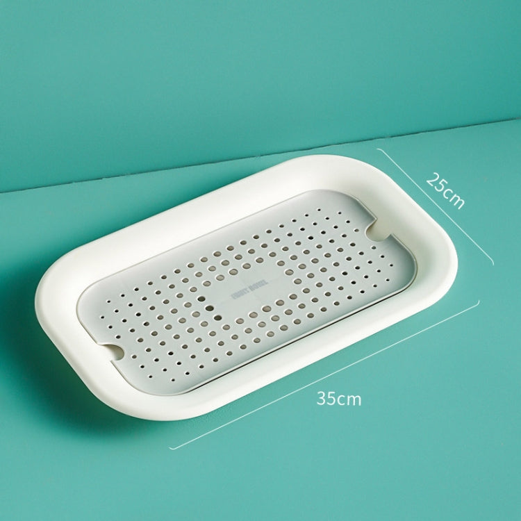 3 PCS Double Drain Fruit Tray Household Rectangular Water Cup Tray Vegetable Cleaning Drain Basket