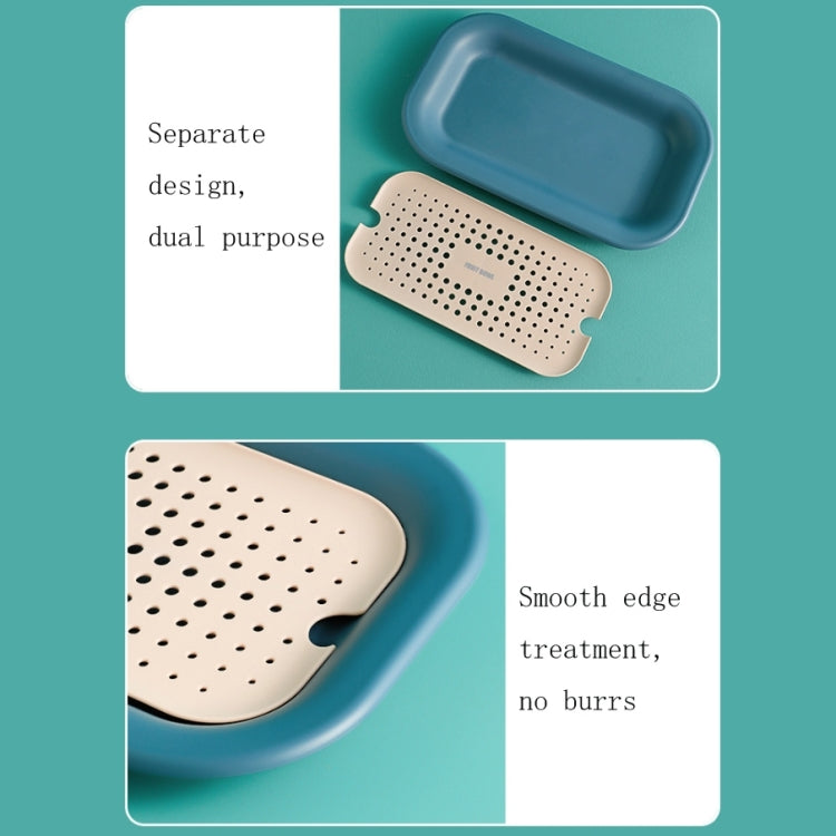 3 PCS Double Drain Fruit Tray Household Rectangular Water Cup Tray Vegetable Cleaning Drain Basket
