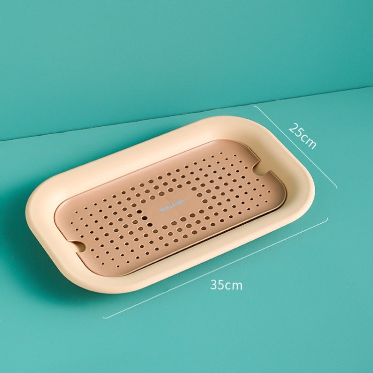3 PCS Double Drain Fruit Tray Household Rectangular Water Cup Tray Vegetable Cleaning Drain Basket