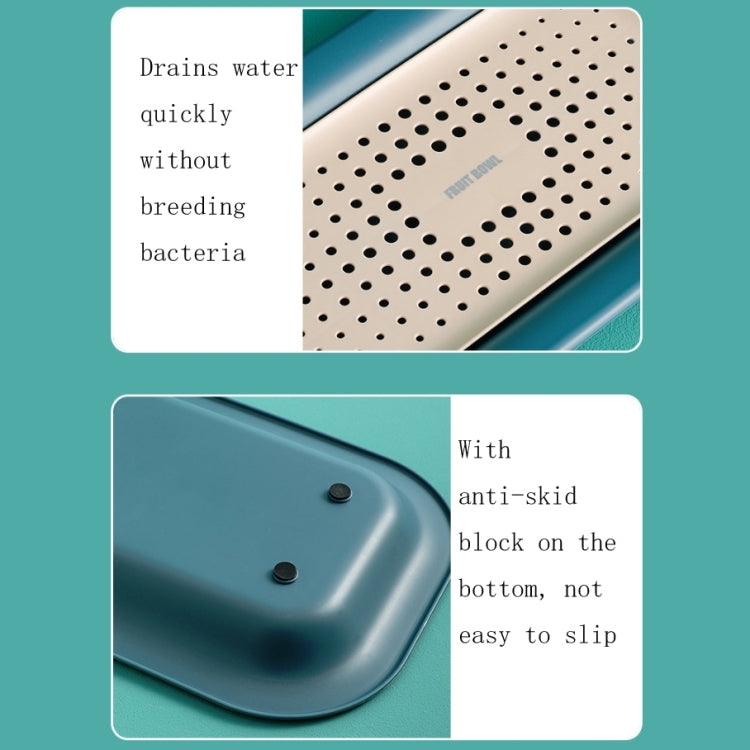 3 PCS Double Drain Fruit Tray Household Rectangular Water Cup Tray Vegetable Cleaning Drain Basket
