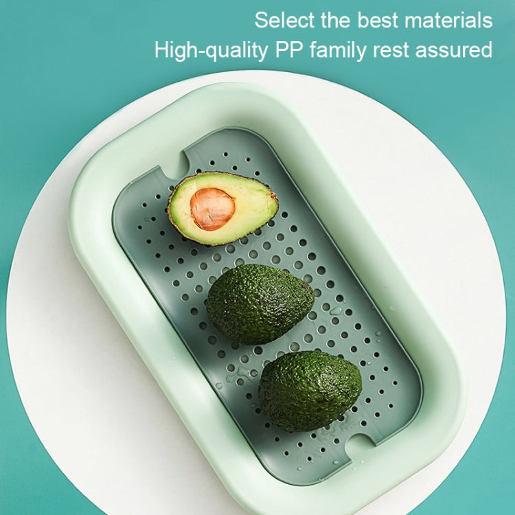 3 PCS Double Drain Fruit Tray Household Rectangular Water Cup Tray Vegetable Cleaning Drain Basket