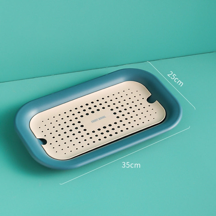 3 PCS Double Drain Fruit Tray Household Rectangular Water Cup Tray Vegetable Cleaning Drain Basket