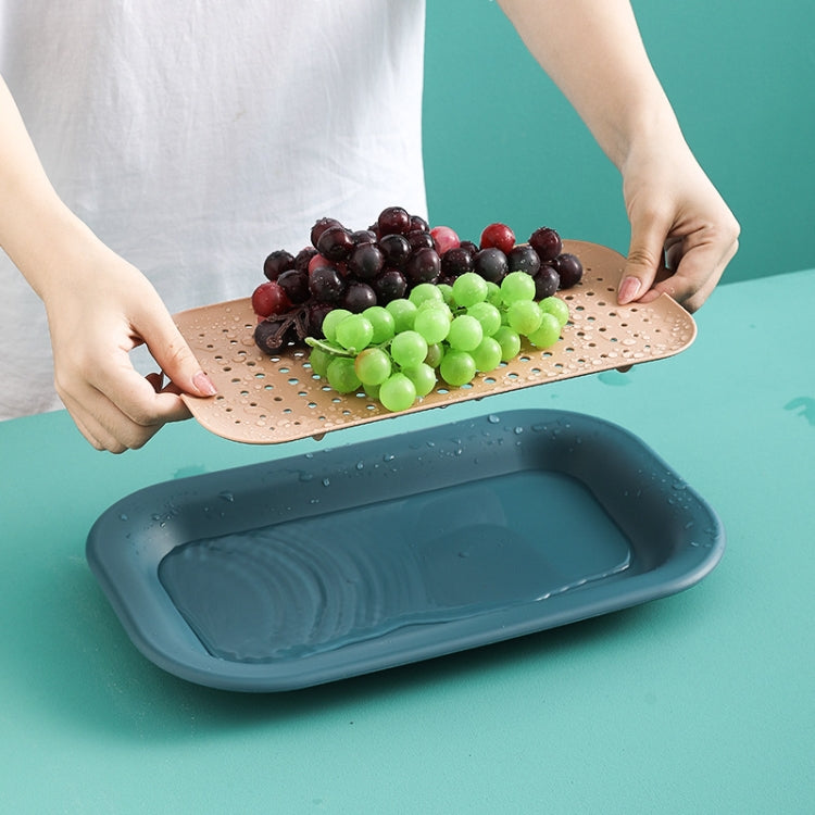 3 PCS Double Drain Fruit Tray Household Rectangular Water Cup Tray Vegetable Cleaning Drain Basket