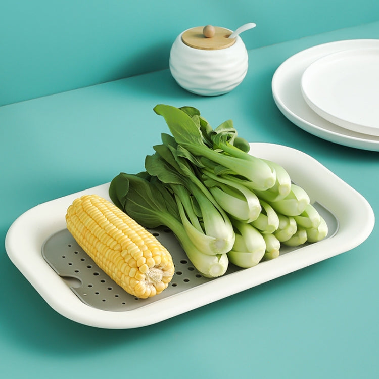 3 PCS Double Drain Fruit Tray Household Rectangular Water Cup Tray Vegetable Cleaning Drain Basket