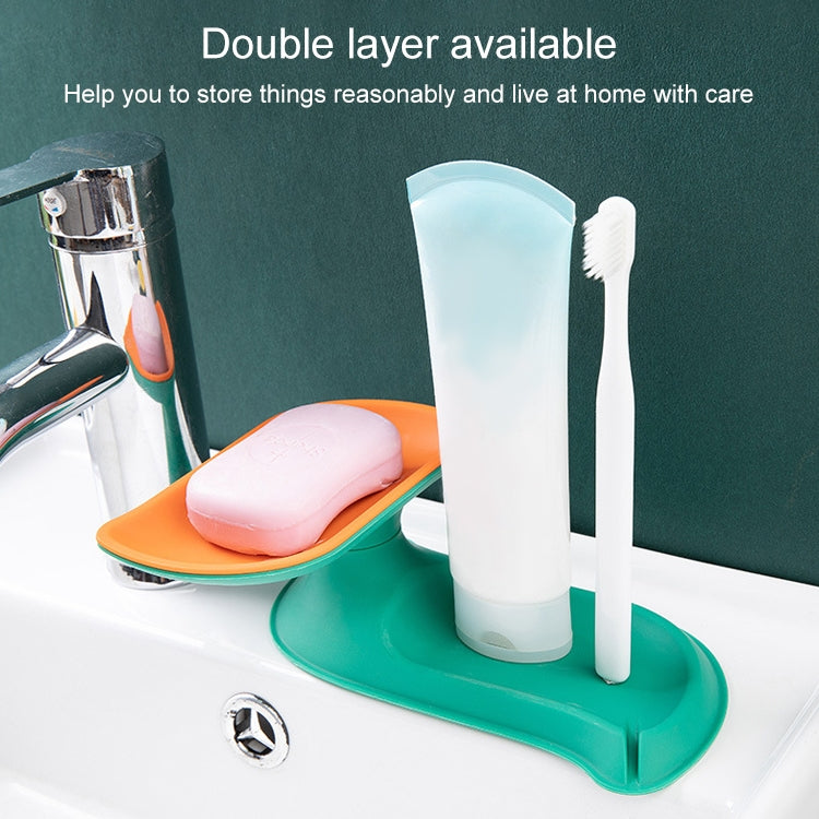 5 PCS Soap Box Rotating Double-Layer Non-Perforated Bathroom Drain Rack(Blue)