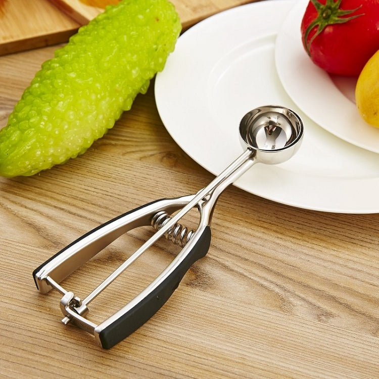 Stainless Steel Silicone Black Handle Ice Cream Scoop Spoon, Size:44mm