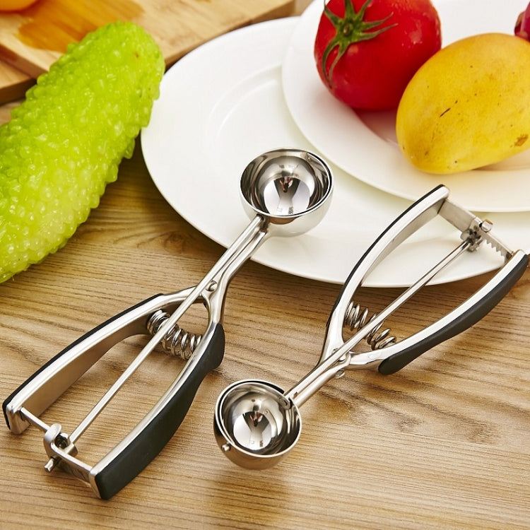 Stainless Steel Silicone Black Handle Ice Cream Scoop Spoon, Size:55mm
