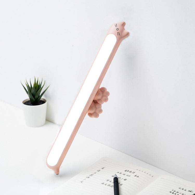 Cartoon Cat Student Dormitory LED Desk Lamp Desk Eye Protection Reading Lamp, Specification:Charging Stepless Dimming Model (Pink)