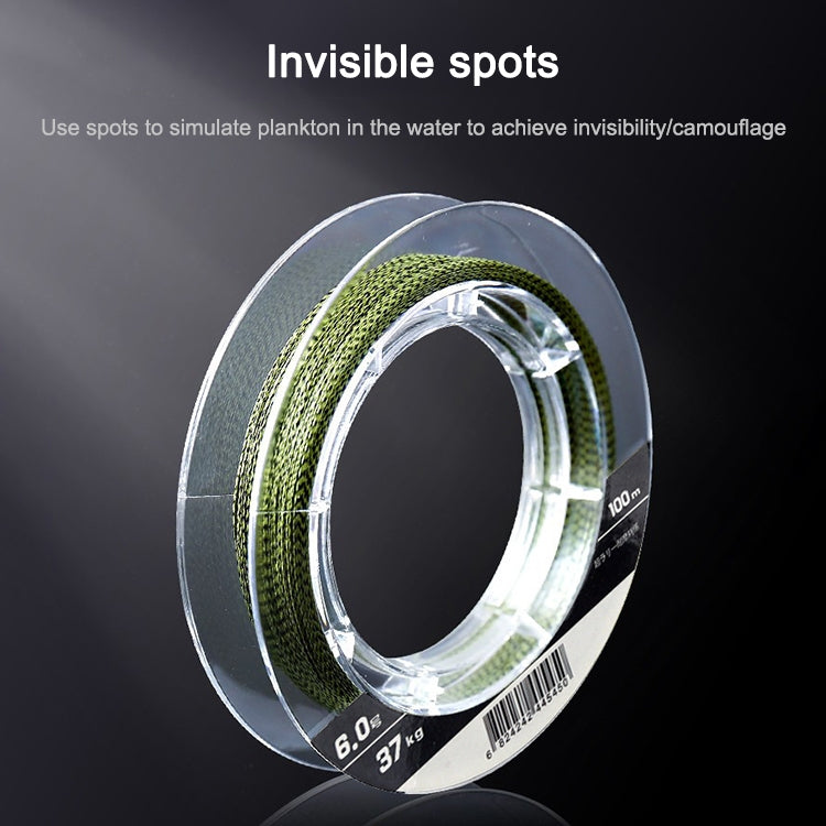 100m Dotted Stealth  Fishing Line PE Braided Fishing Line Wear-resistant Strong Pull, Line Number:1.5