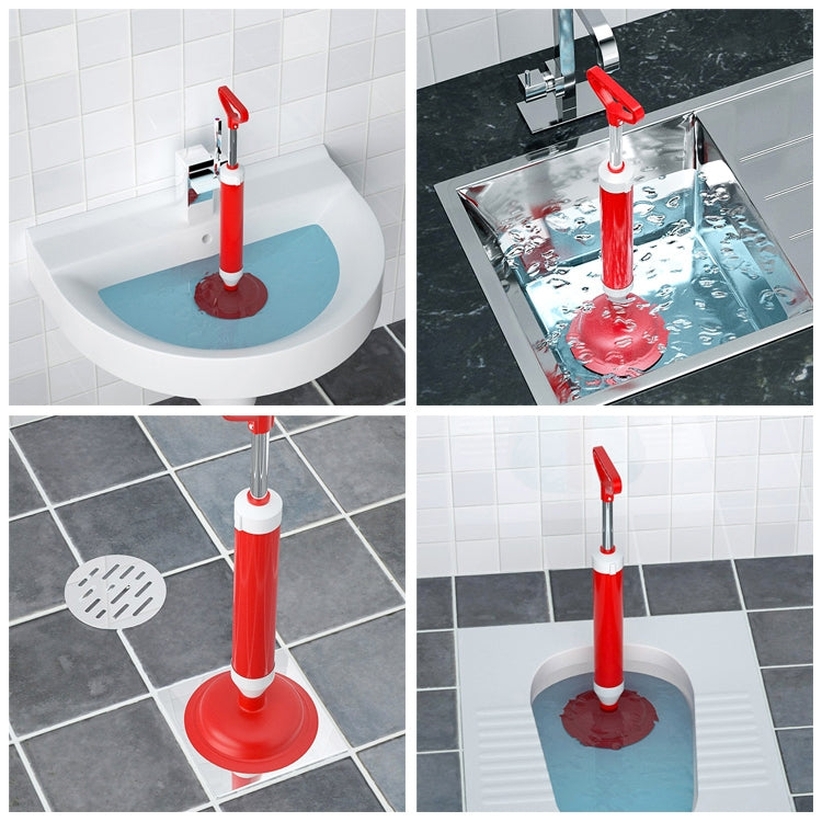 Household Sewer Dredge Toilet Suction Cup Vacuum Powerful Suction Pump, Style:Stainless Steel Rod