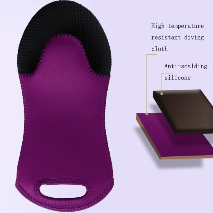 2 PCS Oven Baking Gloves Microwave Insulation High Temperature Resistance Household Anti-Scald Thickened Silicone Gloves(Purple)