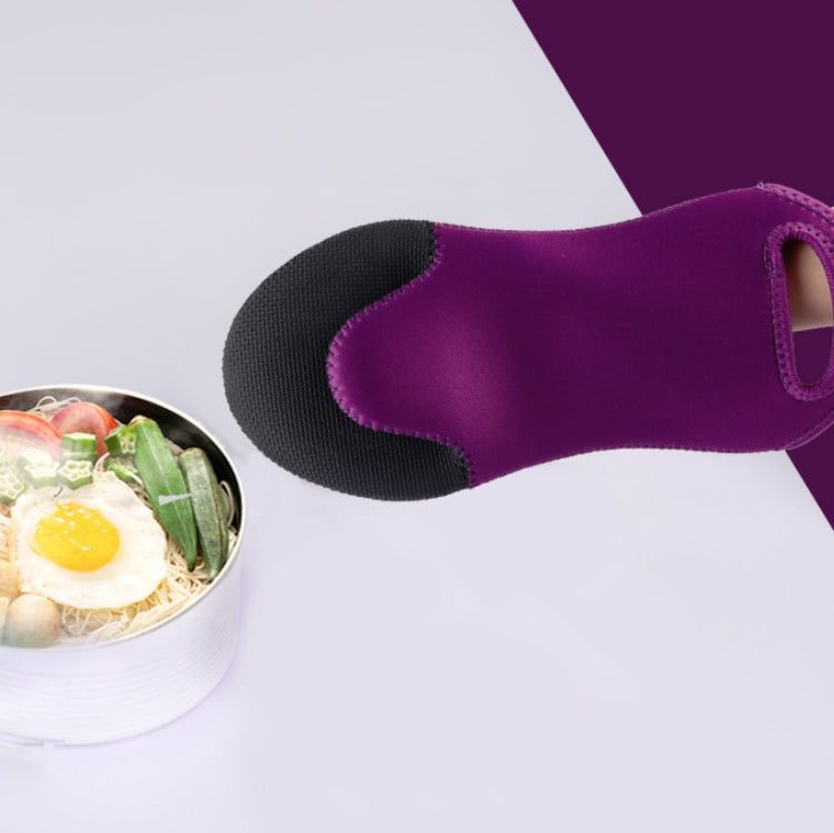 2 PCS Oven Baking Gloves Microwave Insulation High Temperature Resistance Household Anti-Scald Thickened Silicone Gloves(Purple)