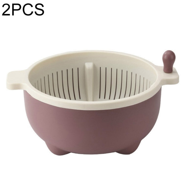 2 PCS Fruit Basket Double-Layer Dense Hole Drain Plastic Basket Household Hand-Operated Vegetable Washing Basket