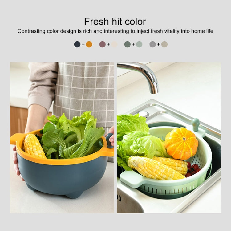 2 PCS Fruit Basket Double-Layer Dense Hole Drain Plastic Basket Household Hand-Operated Vegetable Washing Basket