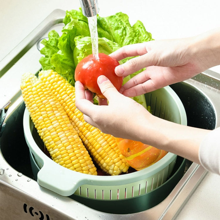 2 PCS Fruit Basket Double-Layer Dense Hole Drain Plastic Basket Household Hand-Operated Vegetable Washing Basket