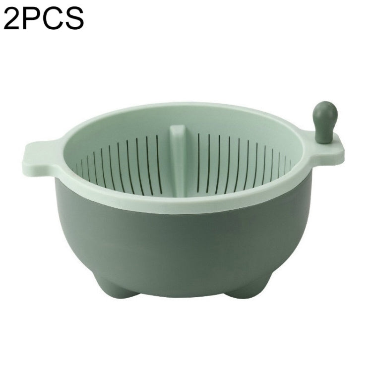2 PCS Fruit Basket Double-Layer Dense Hole Drain Plastic Basket Household Hand-Operated Vegetable Washing Basket