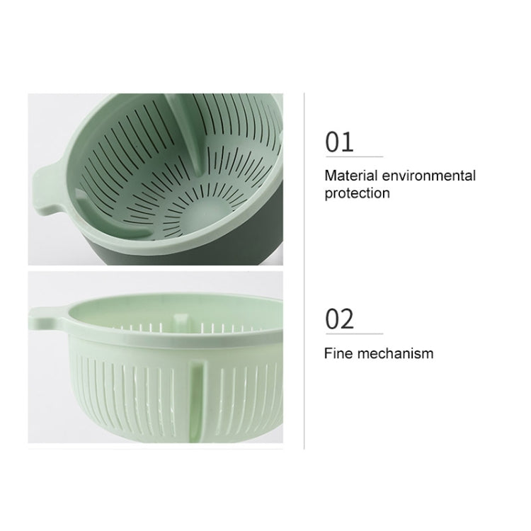 2 PCS Fruit Basket Double-Layer Dense Hole Drain Plastic Basket Household Hand-Operated Vegetable Washing Basket