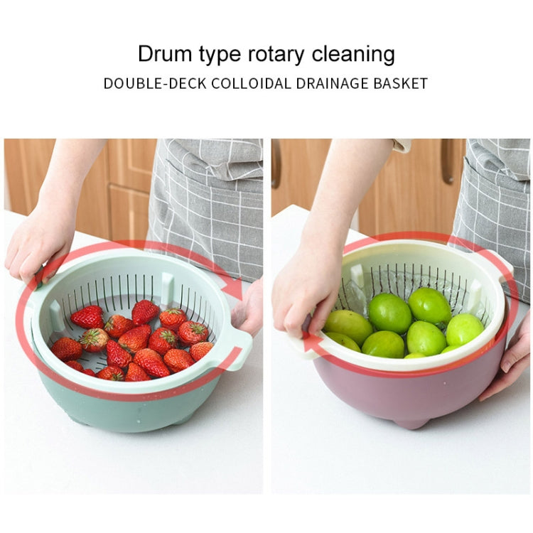 2 PCS Fruit Basket Double-Layer Dense Hole Drain Plastic Basket Household Hand-Operated Vegetable Washing Basket