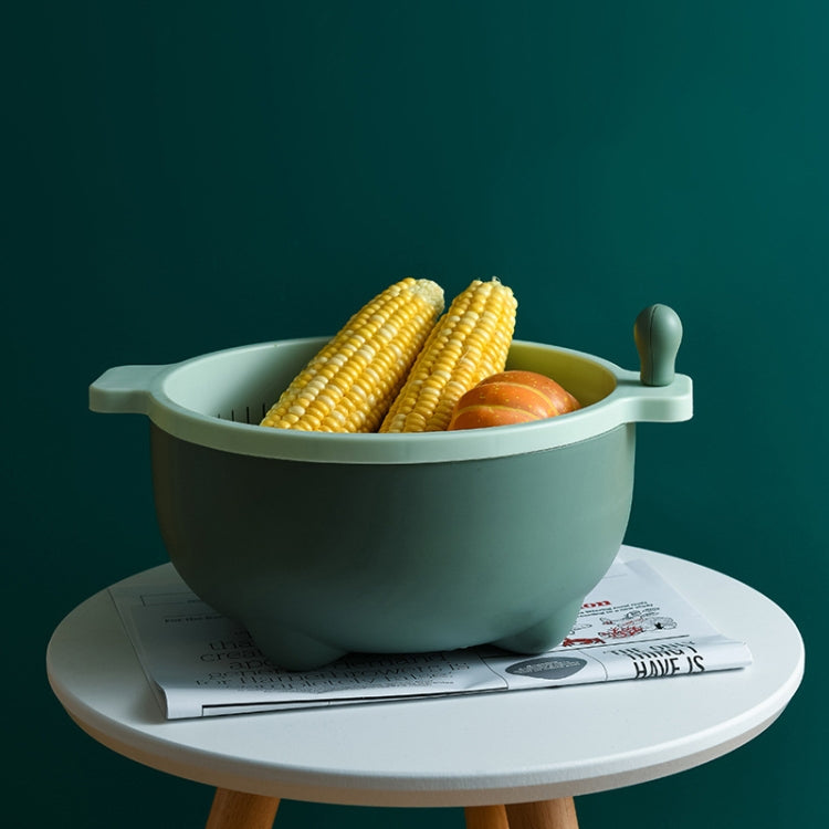 2 PCS Fruit Basket Double-Layer Dense Hole Drain Plastic Basket Household Hand-Operated Vegetable Washing Basket