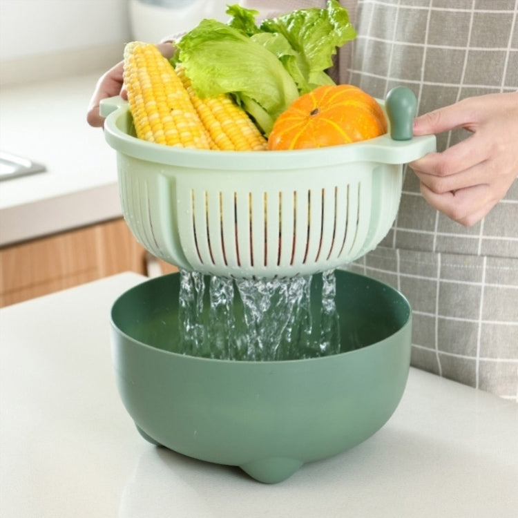 2 PCS Fruit Basket Double-Layer Dense Hole Drain Plastic Basket Household Hand-Operated Vegetable Washing Basket