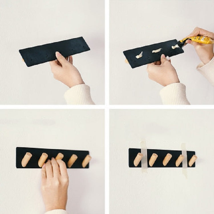 Wall Hanging Viscose Free Punch Key Hook Coat Hook, Specification:5 Hooks, Color:Black