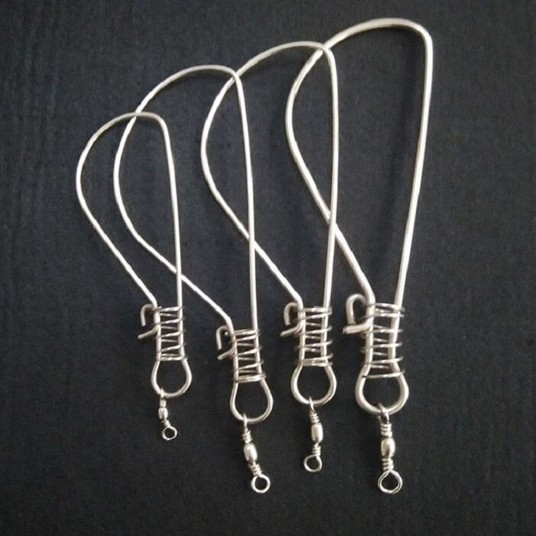 10 PCS Stainless Steel Live Fish Clasp Fish Lock Single Hand Clasp Fishing Tackle, Specification:Small 2.5mm Thick and 14cm Long(Silver)