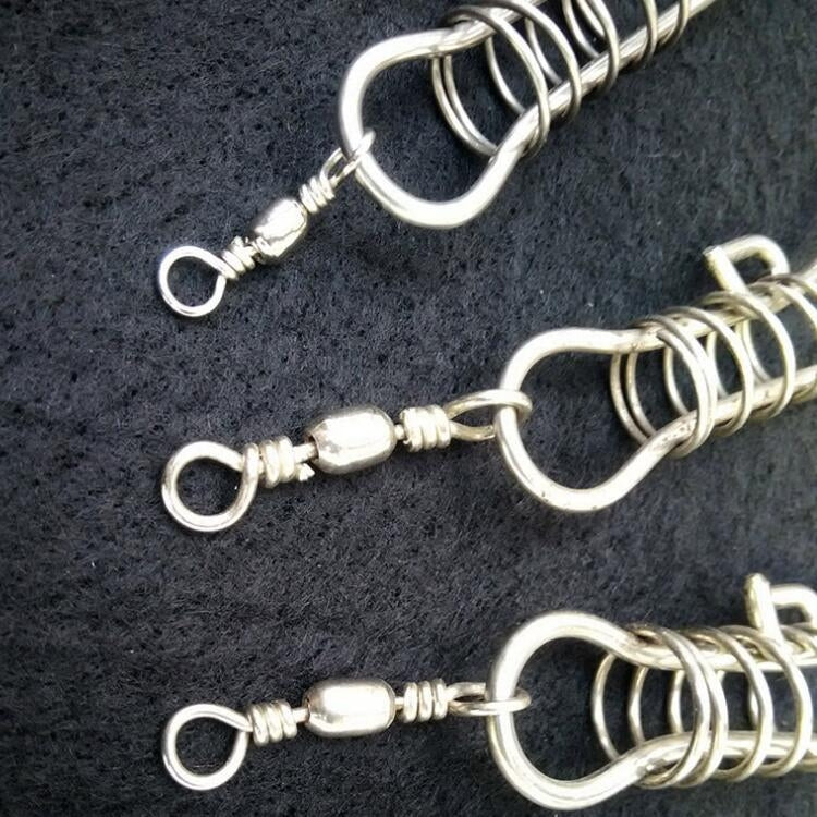 10 PCS Stainless Steel Live Fish Clasp Fish Lock Single Hand Clasp Fishing Tackle, Specification:Medium 2.5mm Thick and 18cm Long(Silver)