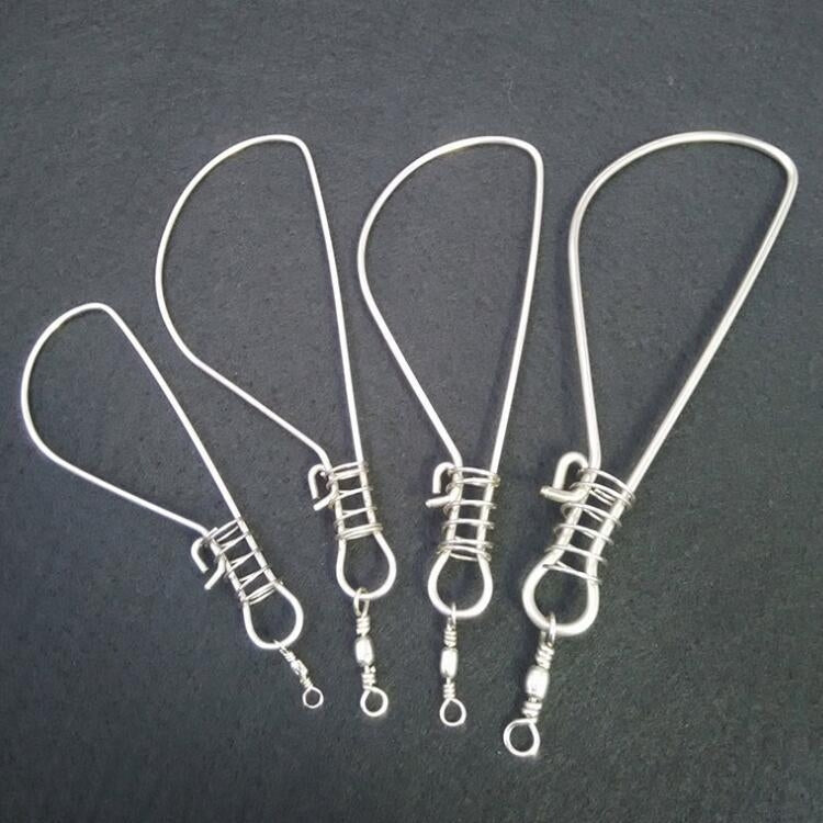 10 PCS Stainless Steel Live Fish Clasp Fish Lock Single Hand Clasp Fishing Tackle, Specification:Medium 3mm Thick and 18cm Long(Silver)