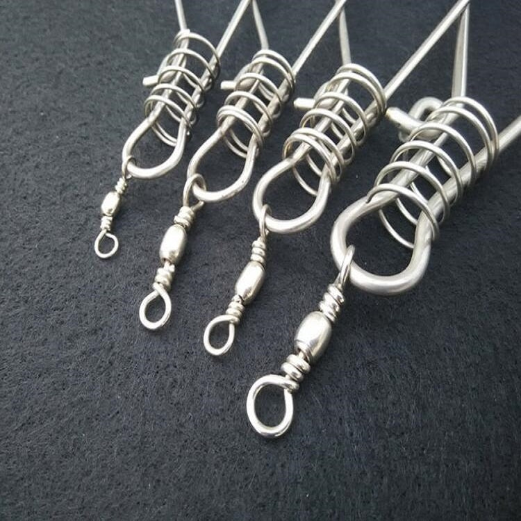 10 PCS Stainless Steel Live Fish Clasp Fish Lock Single Hand Clasp Fishing Tackle, Specification:Medium 3mm Thick and 18cm Long(Silver)