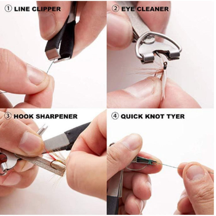 Outdoor Fishing Supplies Fishing Clamp Fishing Line Scissors Telescopic Keychain, Style:2 in 1 With Keychain