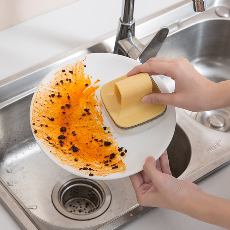 4 PCS Kitchen Wall-mounted Sponge Brush With Handle For Cleaning Grease And Cleaning Brush Random Color Delivery
