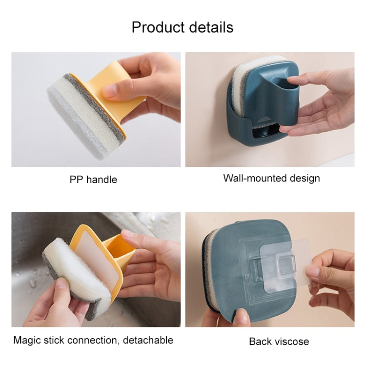 4 PCS Kitchen Wall-mounted Sponge Brush With Handle For Cleaning Grease And Cleaning Brush Random Color Delivery