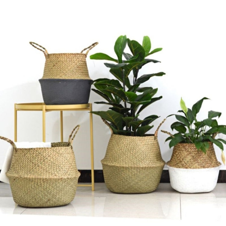 Rattan Folding Basket Seaweed Wicker Baskets Dirty Laundry Storage Basket Home Storage Simple Decoration Organizer, Size:M