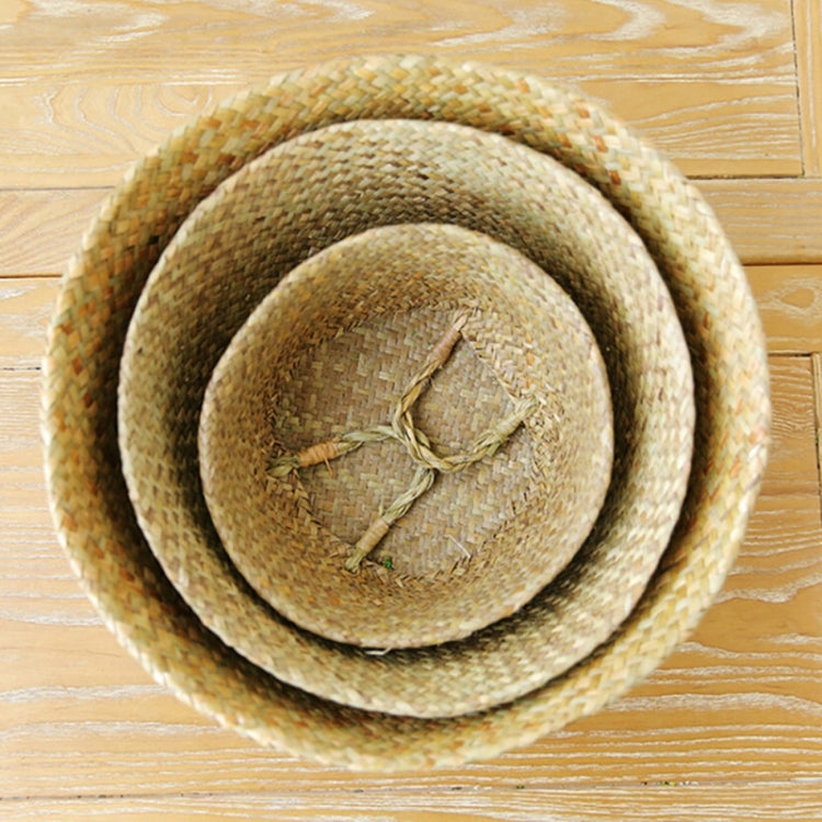 Rattan Folding Basket Seaweed Wicker Baskets Dirty Laundry Storage Basket Home Storage Simple Decoration Organizer, Size:M
