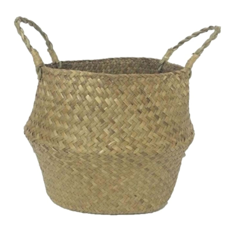 Rattan Folding Basket Seaweed Wicker Baskets Dirty Laundry Storage Basket Home Storage Simple Decoration Organizer, Size:S