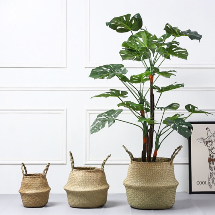 Rattan Folding Basket Seaweed Wicker Baskets Dirty Laundry Storage Basket Home Storage Simple Decoration Organizer, Size:S