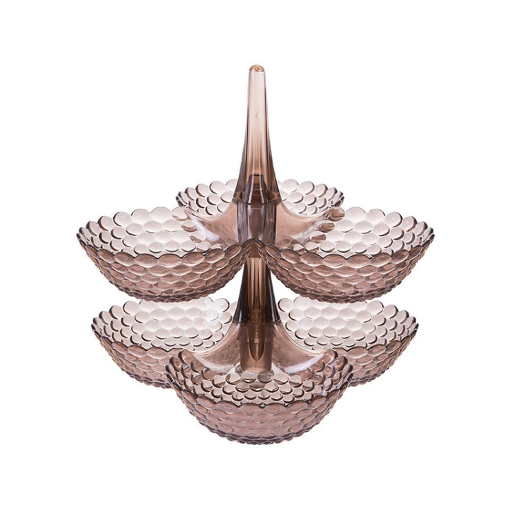 Fruit Storage Multi-layer Superimposed Fruit Tray Living Room Coffee Table Home Candy Tray, Color:Double Layer Brown