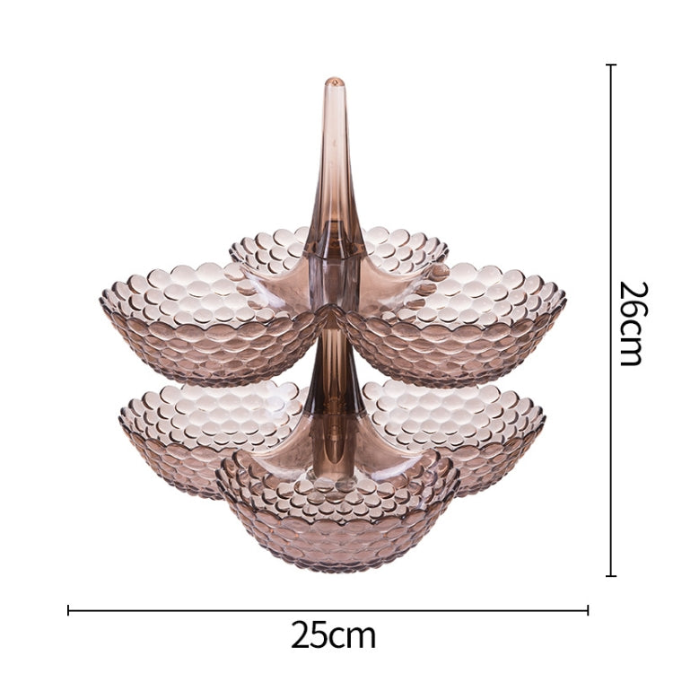 Fruit Storage Multi-layer Superimposed Fruit Tray Living Room Coffee Table Home Candy Tray, Color:Double Layer Brown