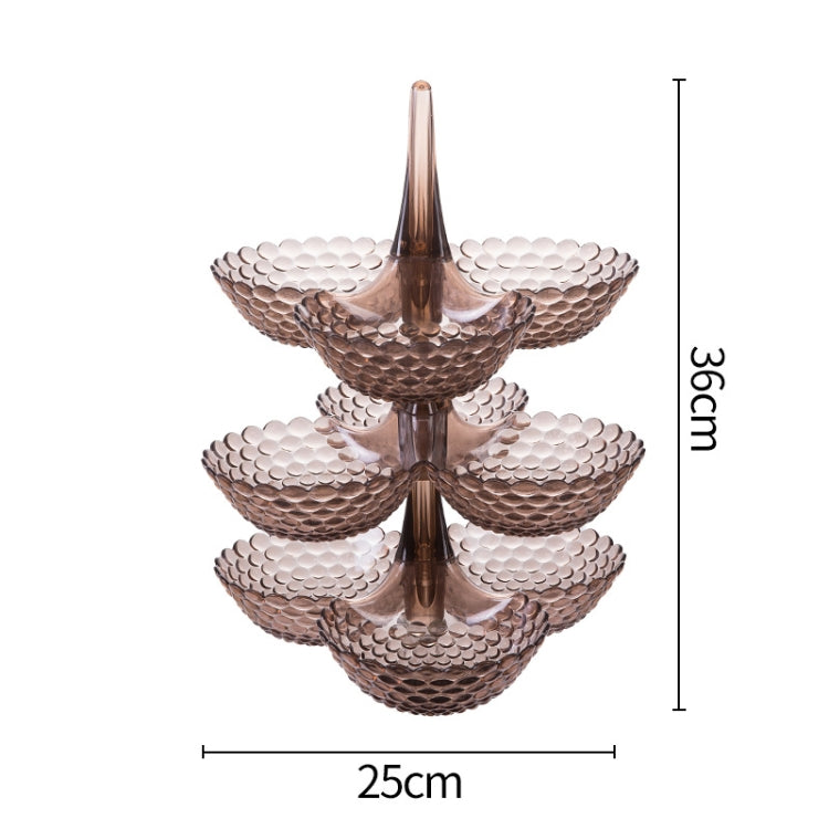 Fruit Storage Multi-layer Superimposed Fruit Tray Living Room Coffee Table Home Candy Tray, Color:Three Layer Brown