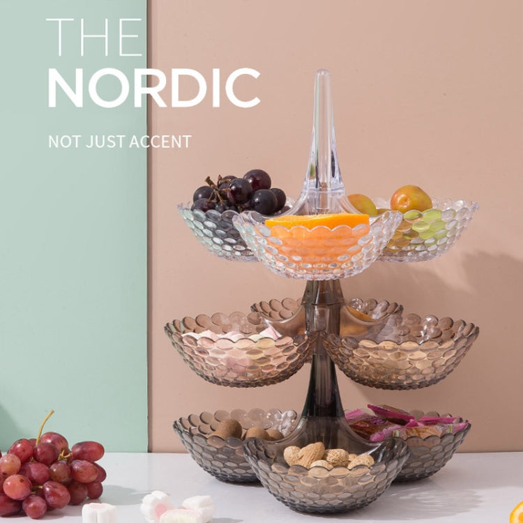 Fruit Storage Multi-layer Superimposed Fruit Tray Living Room Coffee Table Home Candy Tray, Color:Three Layer Brown