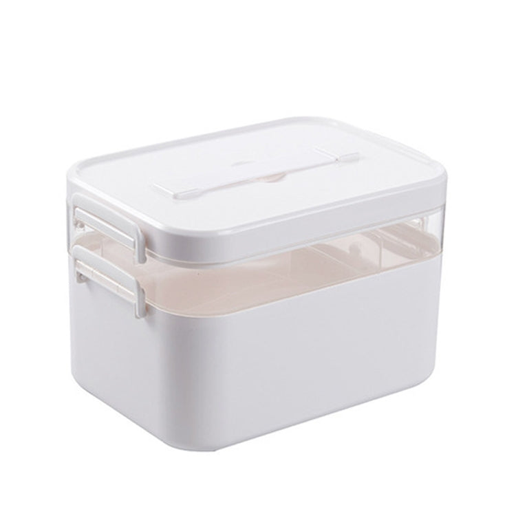 Household Portable Cosmetic Finishing Storage Box Large-capacity Family Safety Emergency Storage Box Double-layer Medicine Case, Size:L-28.5x19.5x18.5cm